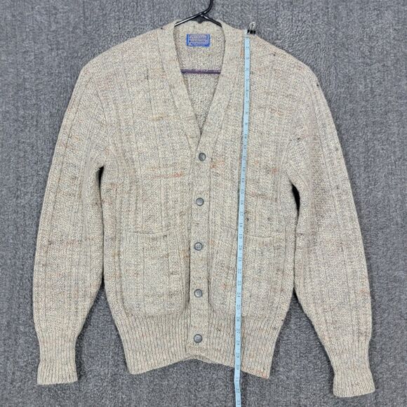 Vintage Pendleton Sweater Mens XL Beige 100% Pure Virgin Wool Cardigan USA Made - Picture 3 of 12
